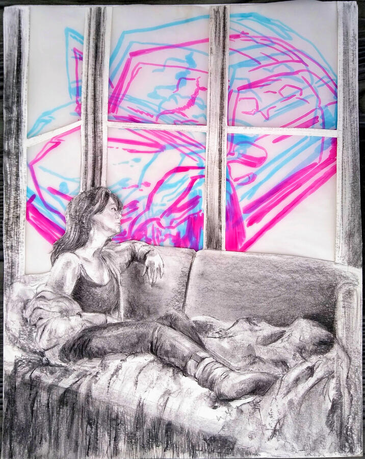 Missing Memories, 18" x 24", Charcoal and Ink, 2019