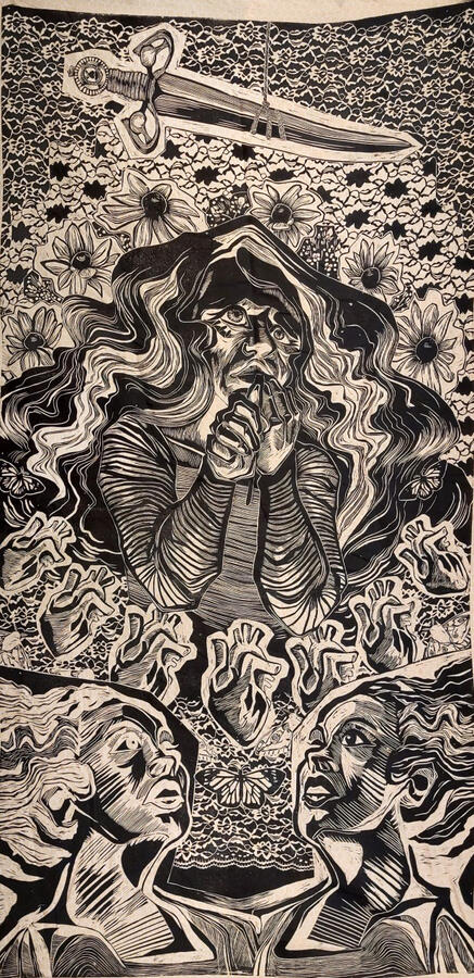 Hysteria (Yellow), 4' x 8', Relief, 2021